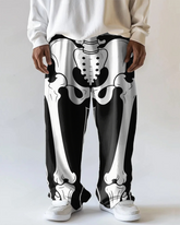 Big Men's Street Style Homor Lower Limb Skeleton Printed Versatile Pocket Pants